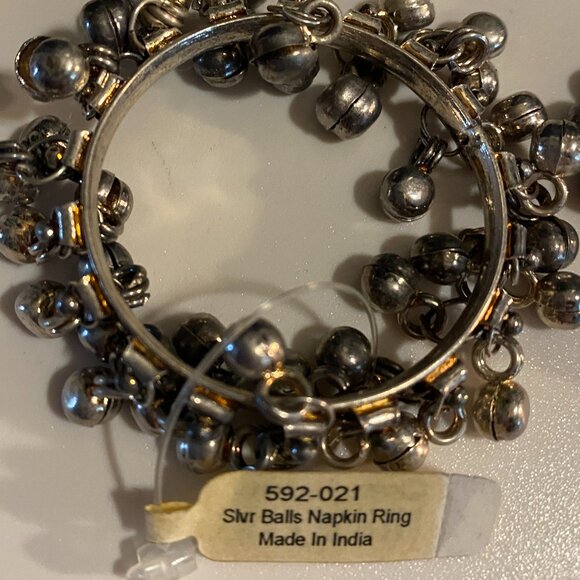 Crate & Barrel Silver Bells Holiday Napkin Rings - set of 4 - Picture 2 of 5